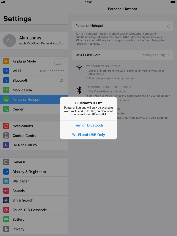 If Wi-Fi is turned on, press Wi-Fi and USB Only. If Wi-Fi is turned on, press Wi-Fi and USB Only.