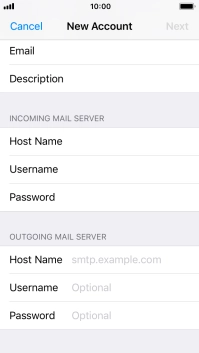 Press Host Name and key in the name of your email provider's outgoing server. Please note that if you can't send email messages when using your email provider's outgoing server, key in smtp.vodafone.net.au (Vodafone's outgoing server). Press Host Name and key in the name of your email provider's outgoing server. Please note that if you can't send email messages when using your email provider's outgoing server, key in smtp.vodafone.net.au (Vodafone's outgoing server).