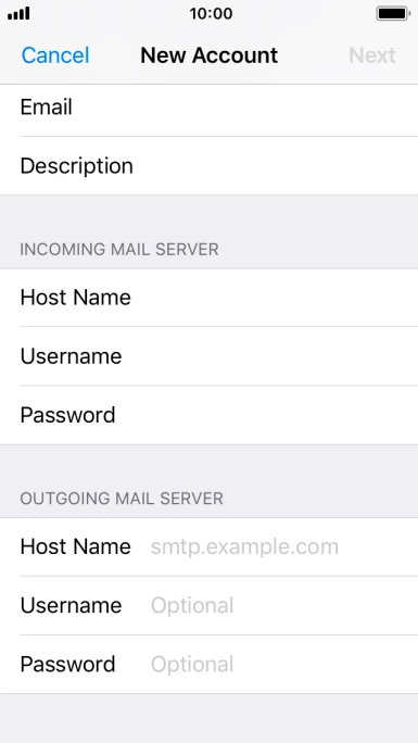 Press Host Name and key in the name of your email provider's outgoing server. Please note that if you can't send email messages when using your email provider's outgoing server, key in smtp.vodafone.net.au (Vodafone's outgoing server). Press Host Name and key in the name of your email provider's outgoing server. Please note that if you can't send email messages when using your email provider's outgoing server, key in smtp.vodafone.net.au (Vodafone's outgoing server).