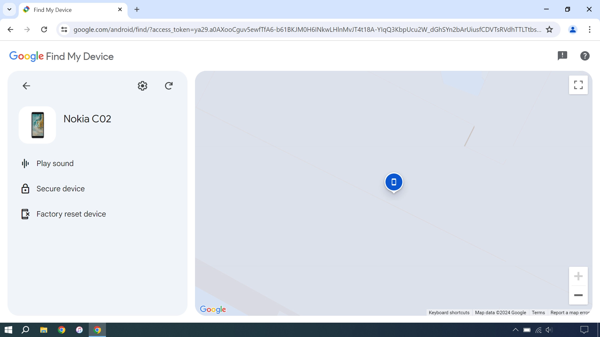 Your phone's latest position is displayed on the map.