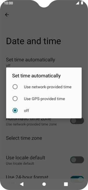Press Use network-provided time to turn on the function. Press Use network-provided time to turn on the function.