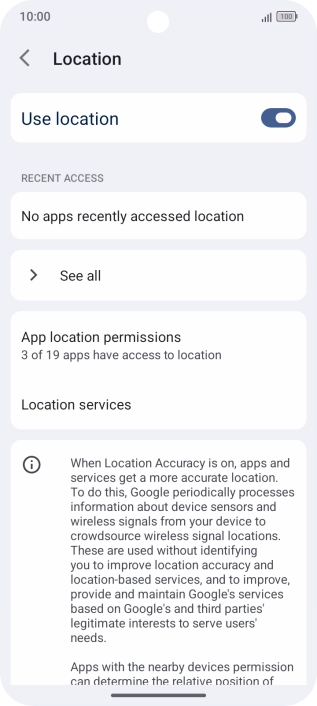 Press App location permissions. Press App location permissions.