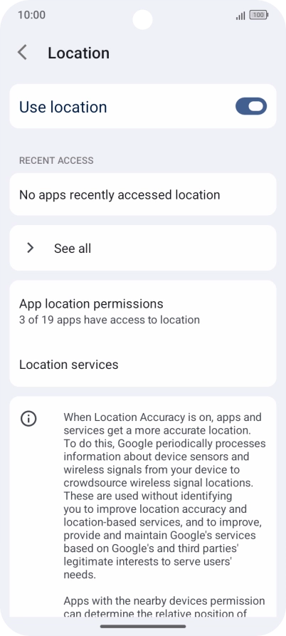 Press App location permissions. Press App location permissions.