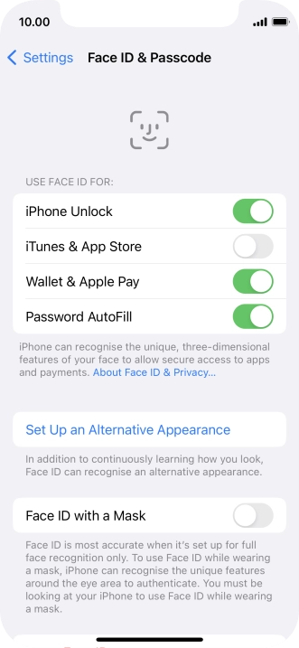Press the indicators next to the required settings to turn them on or off. Press the indicators next to the required settings to turn them on or off.