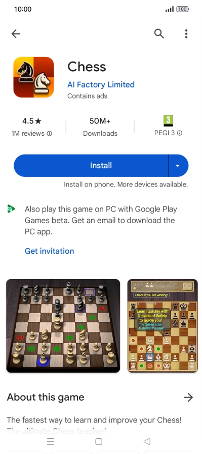 Press Install and follow the instructions on the screen to install the app.