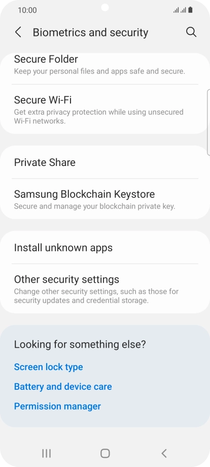 Press Other security settings. Press Other security settings.