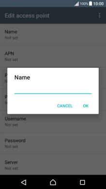 Key in Vodafone Internet and press OK.