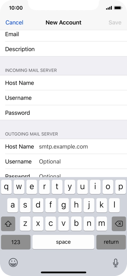 Press Host Name and key in the name or IP address of your email provider's outgoing server. Please note that if you can't send email messages when using your email provider's outgoing server, key in smtp.vodafone.net.au (Vodafone's outgoing server). Press Host Name and key in the name or IP address of your email provider's outgoing server. Please note that if you can't send email messages when using your email provider's outgoing server, key in smtp.vodafone.net.au (Vodafone's outgoing server).