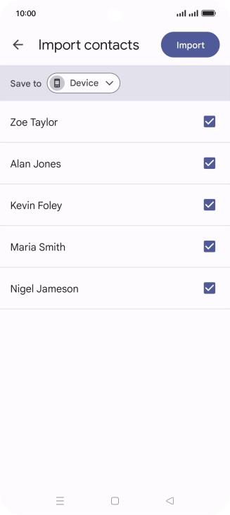 Press the fields next to the required contacts. Press the fields next to the required contacts.
