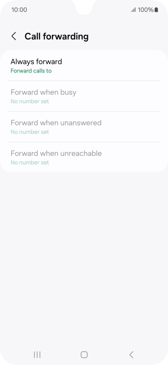 Press the required divert type. Press the required divert type.