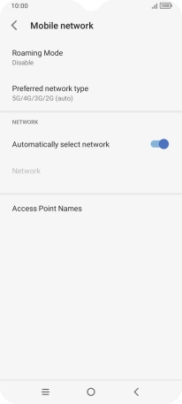 Press Preferred network type.