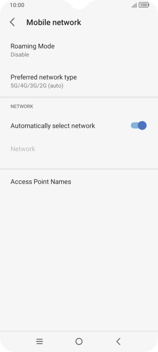 Press Preferred network type.