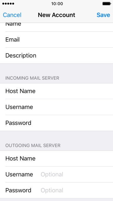 Press Username and key in the username for your email account.