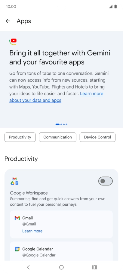 Press the indicator next to the required extension to turn on the function.