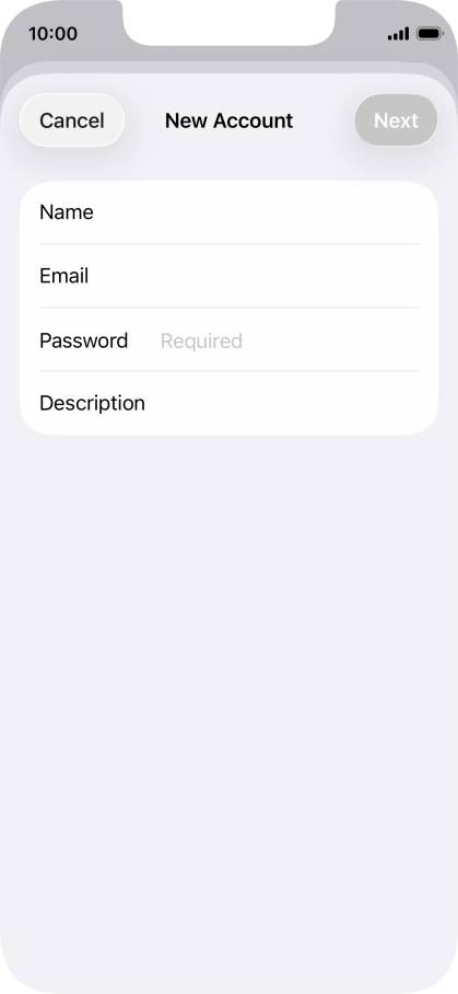 Press Password and key in the password for your email account.
