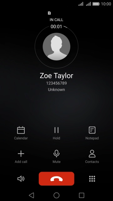 Press the end call icon.