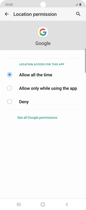 Press the required setting.