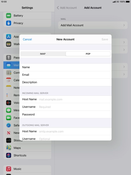 Press Host Name and key in the name of your email provider's incoming server. Press Host Name and key in the name of your email provider's incoming server.