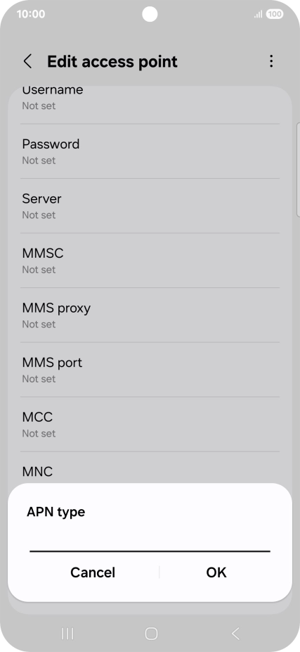 Key in default and press OK.