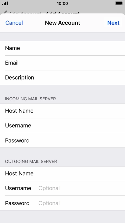 Press Username and key in the username for your email account. Please note that if you're using Vodafone's outgoing server, leave the username field empty.
