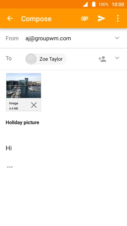 Press the send icon when you've finished your email message. Press the send icon when you've finished your email message.