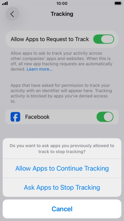 If you turn off the function, press the required setting.