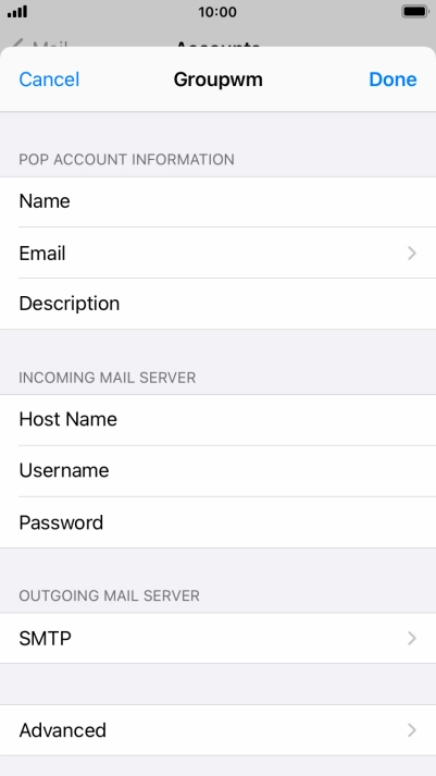 Press SMTP.