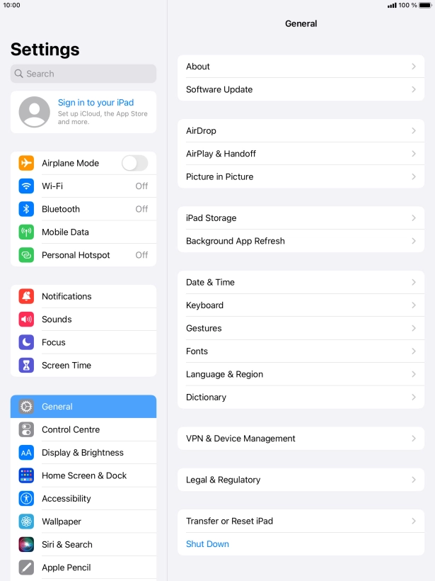 Press Sign in to your iPad. Press Sign in to your iPad.