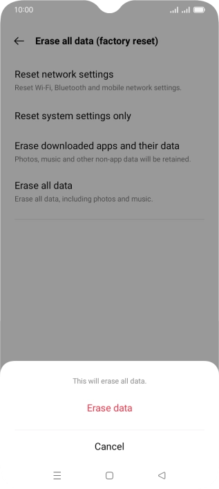 Press Erase data.