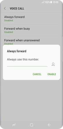 Key in (prefix) 5 (your phone number) and press ENABLE.
