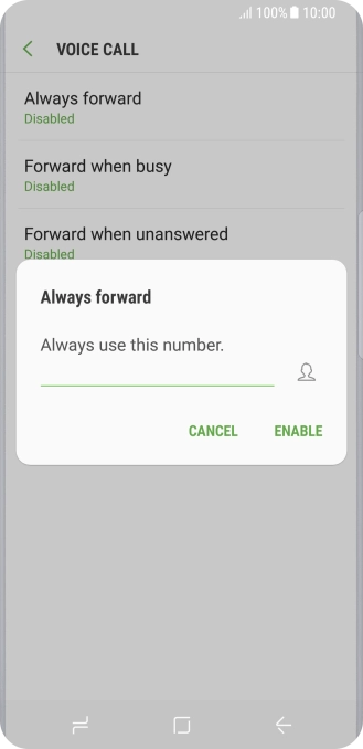 Key in (prefix) 5 (your phone number) and press ENABLE.