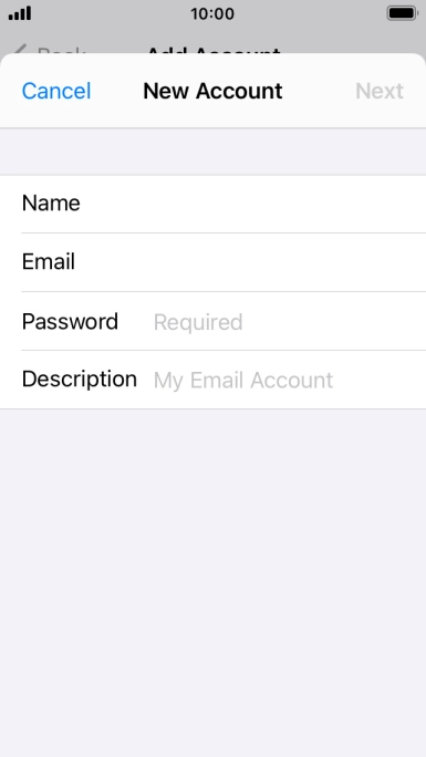Press Password and key in the password for your email account. Press Password and key in the password for your email account.