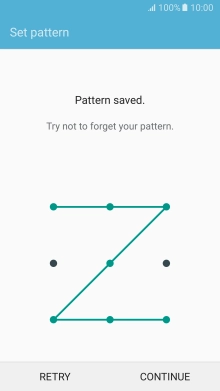 Slide your finger across the screen to connect at least four points and press CONTINUE. Slide your finger across the screen to connect at least four points and press CONTINUE.