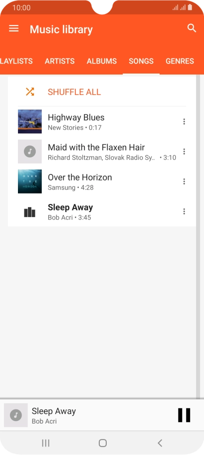 Press the song title at the bottom of the screen. Press the song title at the bottom of the screen.