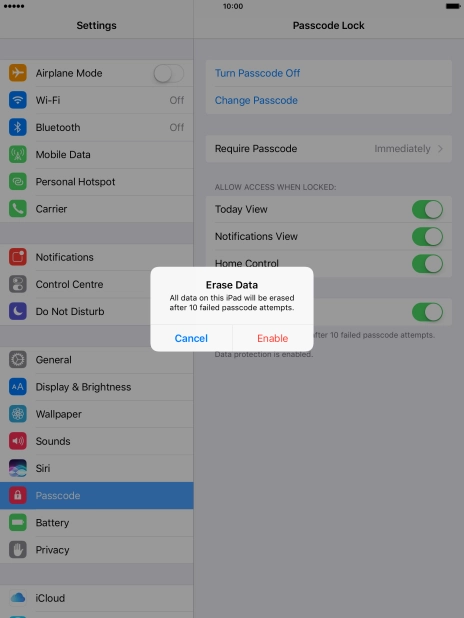 If you turn on the function, press Enable. If you turn on the function, press Enable.