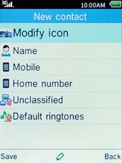 Select Name and press the Navigation key.