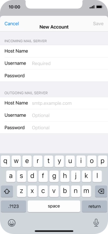 Press Username and key in the username for your email account.