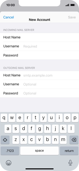 Press Username and key in the username for your email account.