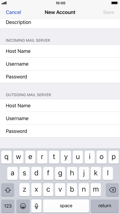 Press Host Name and key in the name or IP address of your email provider's outgoing server. Please note that if you can't send email messages when using your email provider's outgoing server, key in smtp.vodafone.net.au (Vodafone's outgoing server).