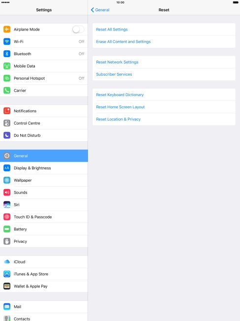 Press Reset All Settings. Press Reset All Settings.