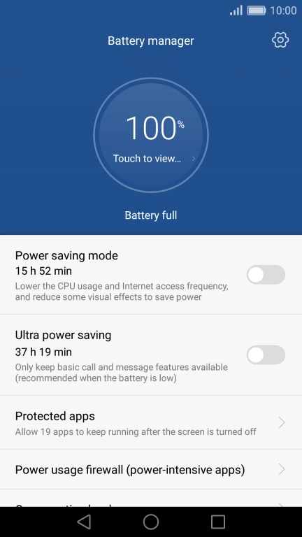 Press the indicator next to the required setting.