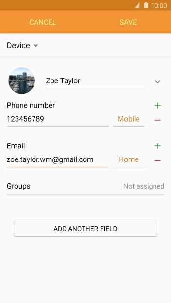 Press the field next to the email address. Press the field next to the email address.