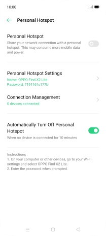 Press Personal Hotspot Settings. Press Personal Hotspot Settings.