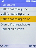Select the required divert type. Select the required divert type.