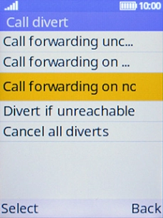 Select the required divert type. Select the required divert type.