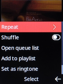 Select Shuffle to turn shuffle on or off. Select Shuffle to turn shuffle on or off.