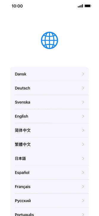 Press the required language. Press the required language.