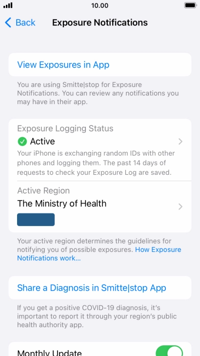 Press Exposure Logging Status.