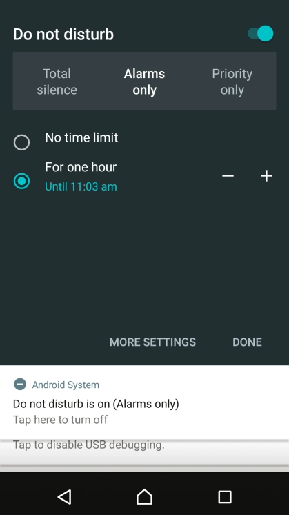 Press DONE to turn on silent mode.