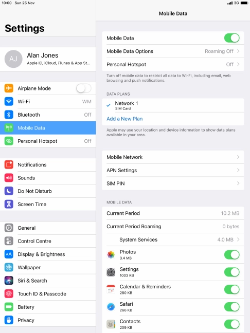 The total data usage is displayed next to Current Period.